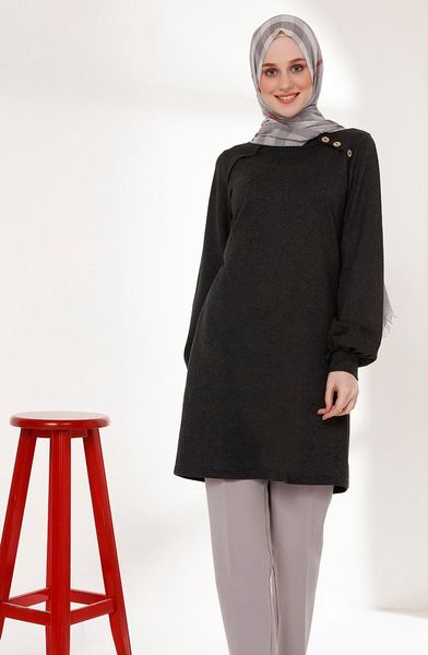 

women's blouses & shirts minahill tubanur button detailed tunic 3066-06 anthracite, White