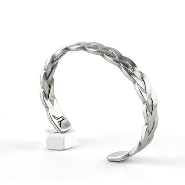

bangle fashion silver color braided striped bracelet for men trendy jewelry female open cuff, Black