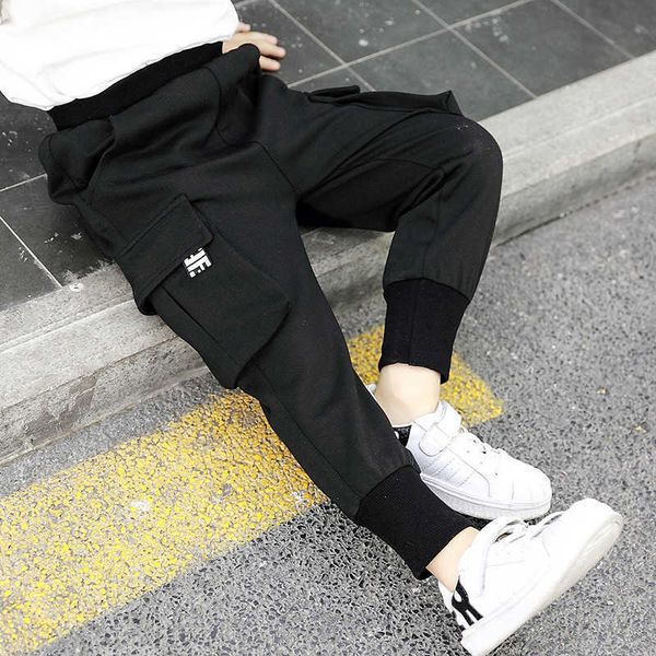 

arrival autumn kids boys pants black fashion pockets casual cargo cross pants children boys clothes 210713, Blue
