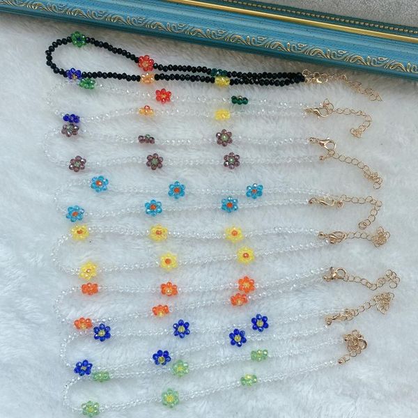 

chains fashion colorful flower crystal necklace wild girl heart female, Silver