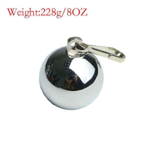 NXY Cuckring 8oz Chrome Ball Вес Регулируемая мошонка сдержанность Металлические носилки CBT Секс-игрушки Кожаное кольцо из кожи 1210