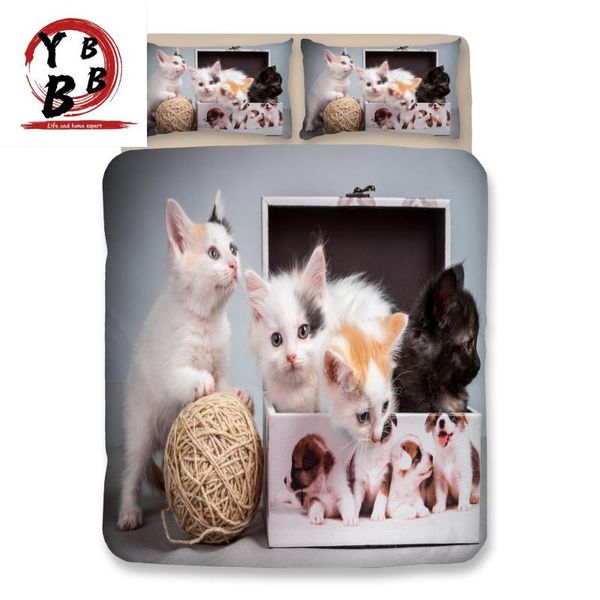 

bedding sets 3d cute cat twin  king quilt cover cartoon kids pillow case single double duvet set animal bedclothes