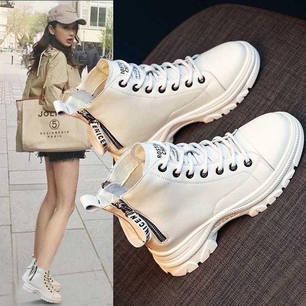 

boots winter for women shoes woman thick bottom chunky sneakers platform autumn soft leather ankle plus size, Black