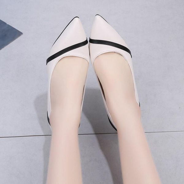

dress shoes black beige pointed toe high heels women office pu leather stiletto concise mixed colors shallow pumps 2021