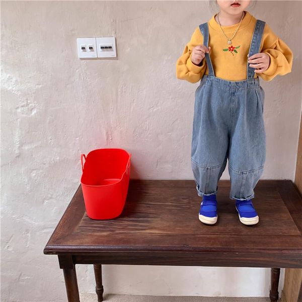 

jumpsuits 8699 children suspender pant 2021 autumn korean boys cowboy suspenders children's lantern pants girls casual jeans, Blue