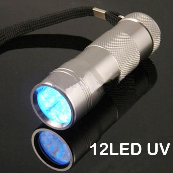 

100pcs/lot 12 led uv 395nm ultra violet light uv torch blacklight lamp