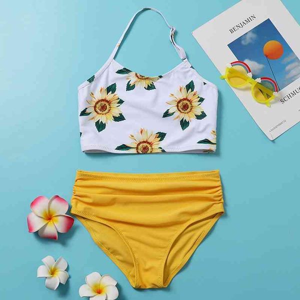 

2020 new children's girls' Korean fashion Princess Girls' split swimsuit, Yellow