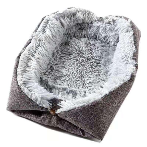 

cat beds & furniture bed autumn winter plush two-purpose small dog pet kennel button cats rug pets for dogs machine washable soft