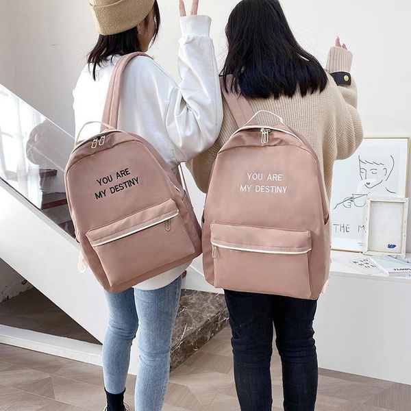

2021 style college new student solid fashionable simple backpack schoolbag color and outdoor backpack wsahl, Red;black