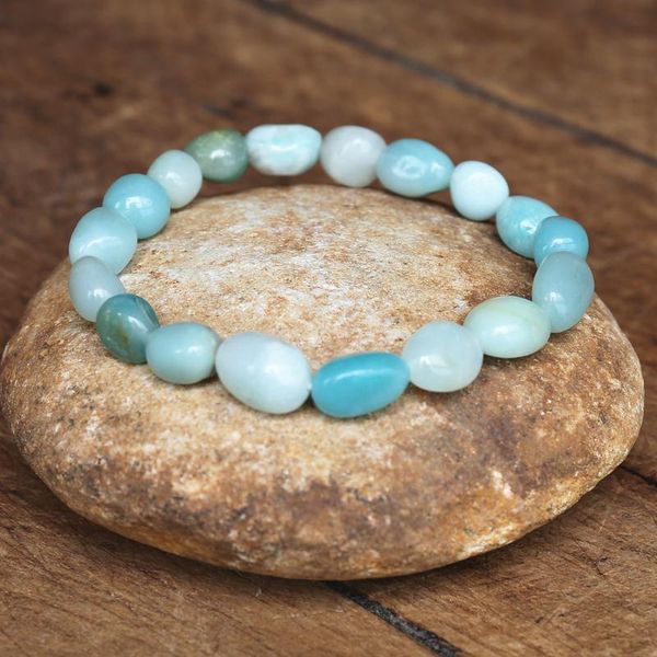 

charm bracelets 8-10mm irregular amazonite stone beaded string bracelet women couple friendship handmade diyjewelry, Golden;silver