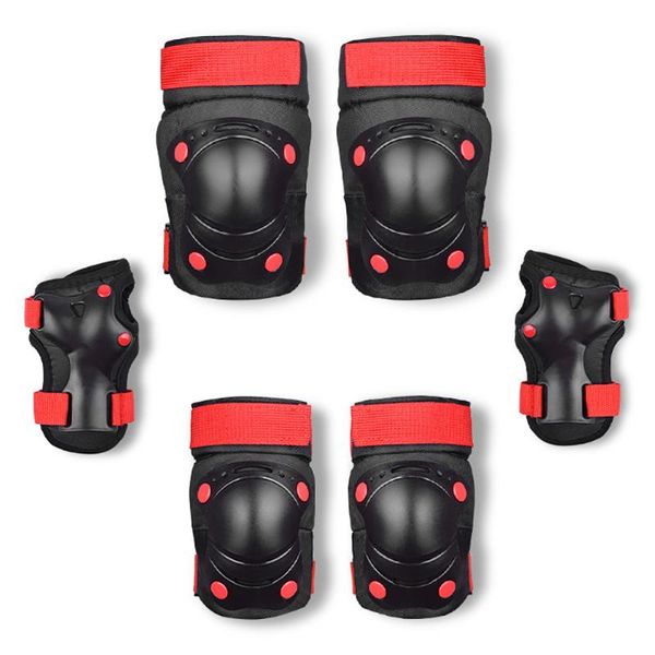 

elbow & knee pads 6pcs adjustable accessories protection gear set children body wrist guards skating kids skiing anti sports, Black;gray