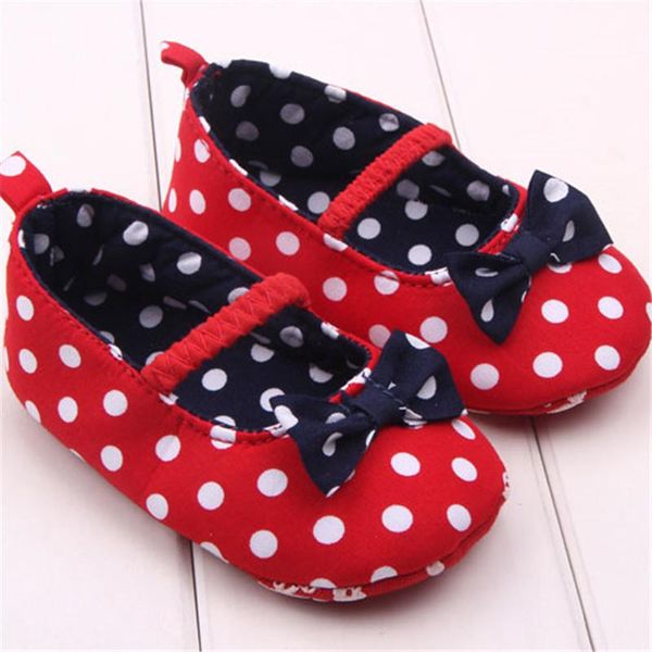 

first walkers born baby girl bow shoes red navy toddler princess white dots soft bottom infant little kids walker