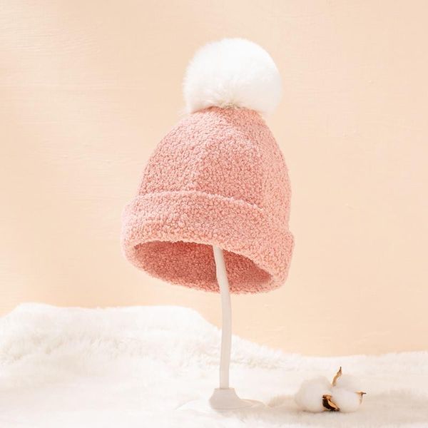 

caps & hats winter warm knit hat born baby kids girls boys furry balls pompom solid cute lovely beanie cap gifts, Yellow