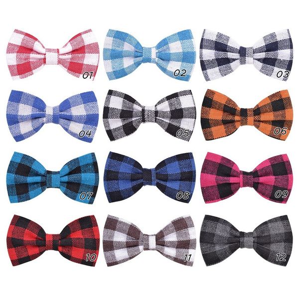 

12pcs/lot korean cute baby girls plaid bow butterfly hairpin kids multicolors barrettes headwear female grid hair clip h2601, Slivery;white
