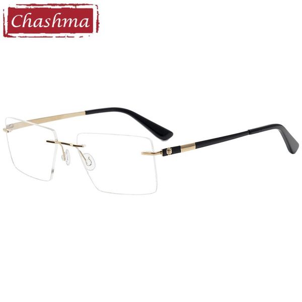 

fashion sunglasses frames chashma rimless pure titanium frame rectangle eyewear men quality prescription optical glasses spectacles anti blu, Black