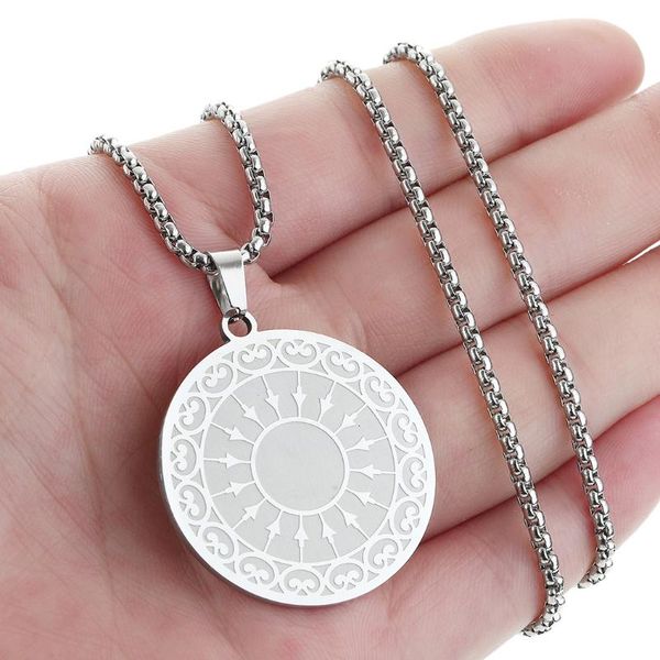 

pendant necklaces chengxun mandala charm necklace men women stainless steel gold plated chain spiritual talisman jewelry, Silver