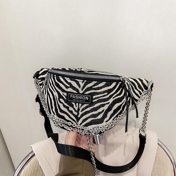 

sports style waist bags for women 2021 designer striped chest bag woman fanny pack fashion crossbody chain bag canvas back pack