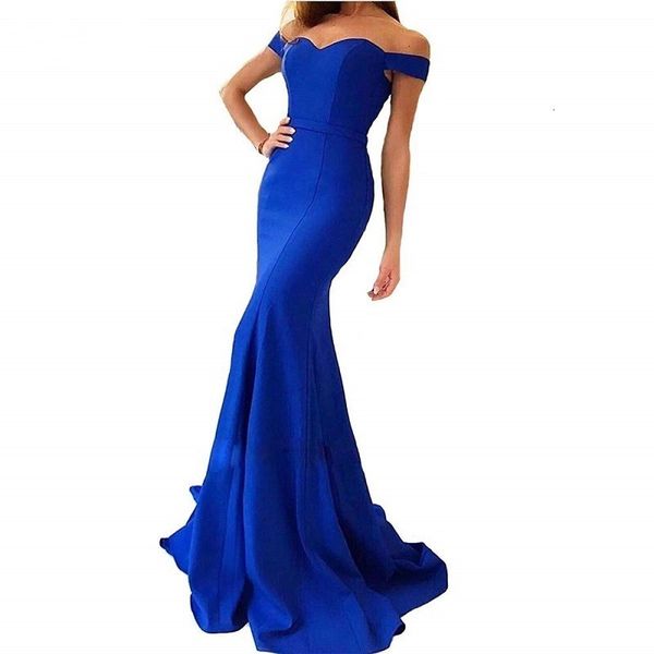 

new royal 2021 blue off shoulder mermaid evening long sweep train simple prom party es vestidos de fiesta 6blf, Black;red