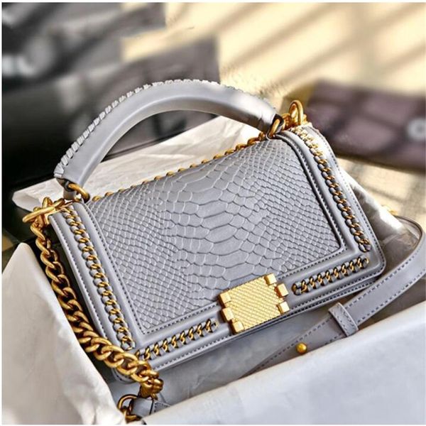 

25c calfskin shoulder bags classic flap small weave handle totes genuine leather gold metal valentine chain chevron braid snakeskin hardware