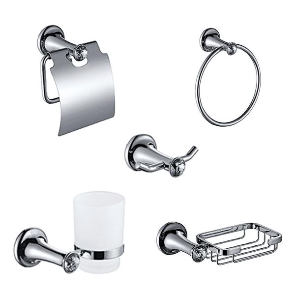 

bathroom hardware set chrome polished toilet paper holder towel ring hook soap box basket toothbrush cup holder accessories set