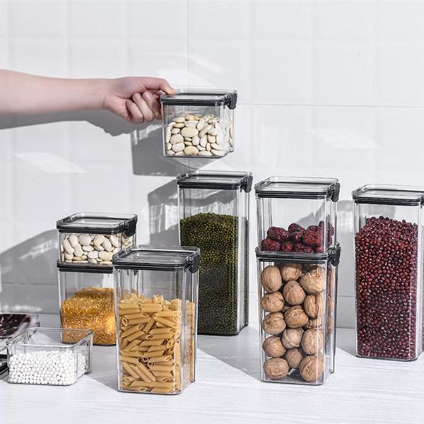 

storage bottles & jars 1.8l plastic food container for bulk cereals kitchen box refrigerator noodle multigrain tank sealed