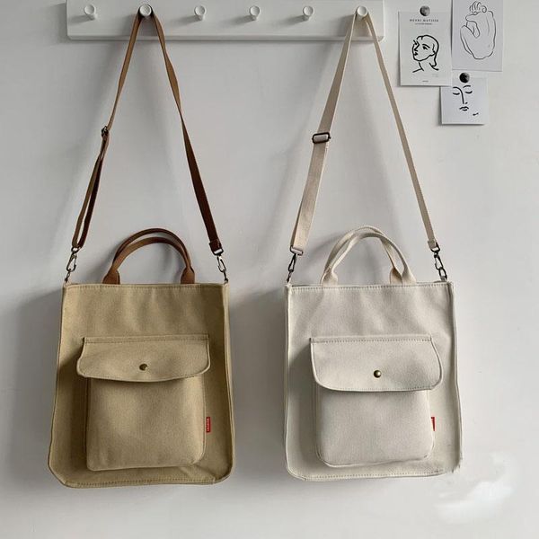 

evening bags female handbag plain simple canvas crossbody bag pure color casual tote portable college girls student shoulder
