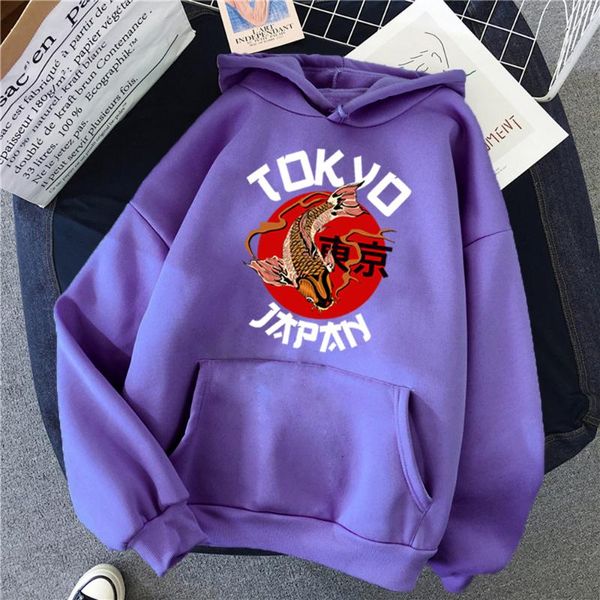 

men's hoodies & sweatshirts japanese tokyo koi print hoody autumn fleece male pullover oversize korean women hooded sweatshirt street f, Black