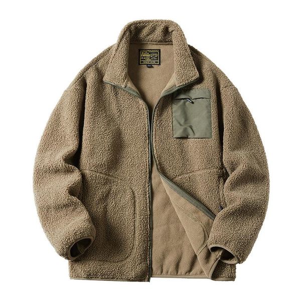 

men's jackets winter couple style fleece jacket polar long sleeve stand collar thick casual fashion men, Black;brown