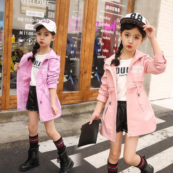 

children clothing girls spring and autumn leisure coat letter movement, hooded windbreaker, Blue;gray