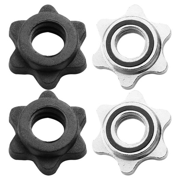 

4pcs double lock barbell spin lock collar dumbbell hex nut cap for training