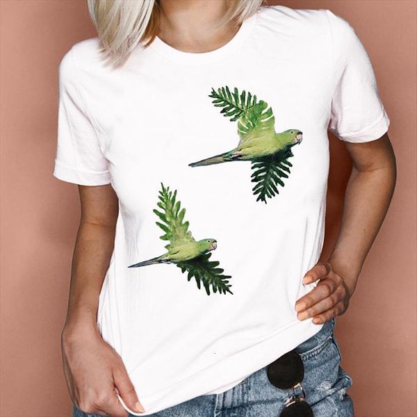 

graphic bird trend fashion women t shirts 90s vintage cute style cartoon summer print female clothes tees shirt, White