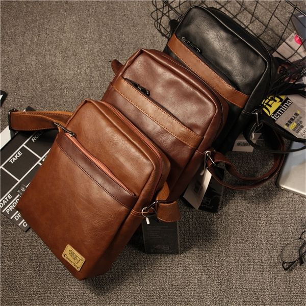 

three boxes men's casual belt bag men's messenger retro men's solid bag zipper bag handbag