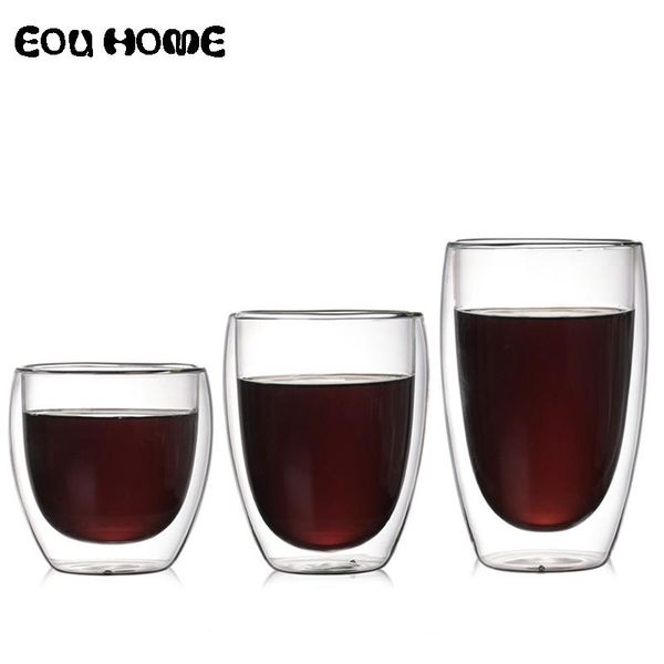 

250/350/450ml handmade heat resistant double wall glass drink coffee milk cup insulated clear glasses whiskey drinkware