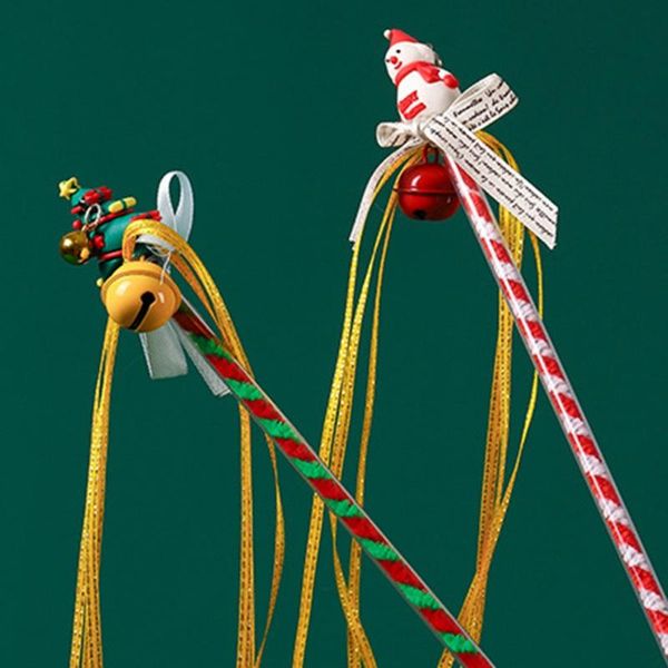 

cat toys 2pcs interactive christmas ribbon with bell wand teaser stick kitten training pet exerciser