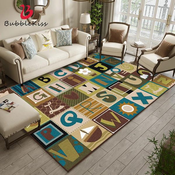 

carpets bubble kiss rug cartoon alphabet for living room cute green pattern children's rugs baby non-slip crawling mat