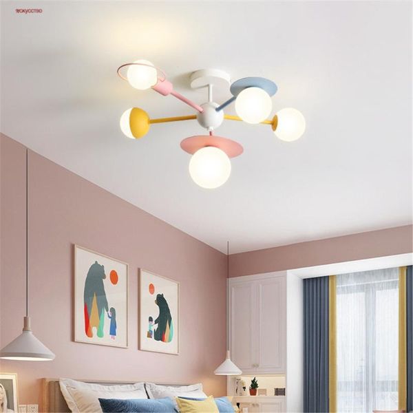 

chandeliers children's room bedroom colorful glass ball led lighting for indoor living nursery art hanging lamp fixtures