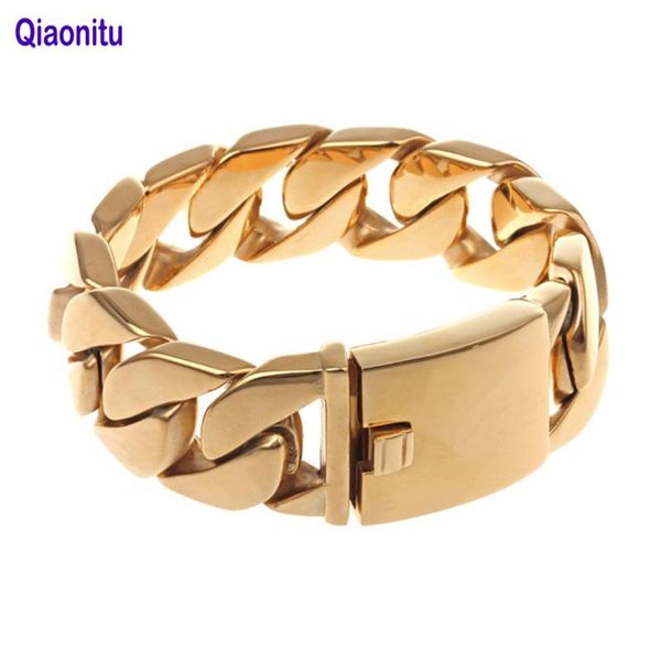 

link, chain 20mm 26mm 31mm huge heavy men's bike bracelet jewelry punk rock gold 316l stainless steel cuban curb link bracelets, Black
