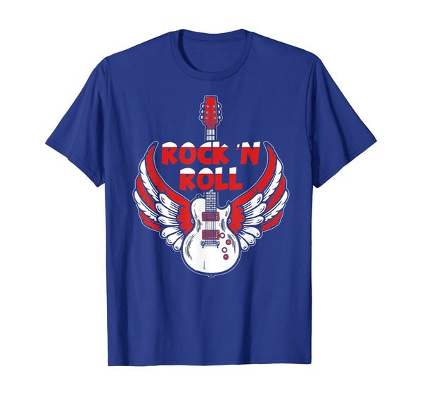 

rock 'n roll guitar with wings t-shirt, White;black