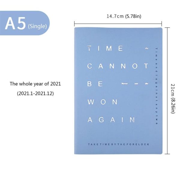 

2021 large annual planner, \"time can not be won again\"yearly monthly weekly book dropship, Purple;pink