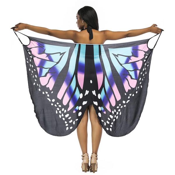 

casual dresses summer beachwear tunics boho women beach cover dress up multifunction butterfly sleeveless long wrap vestido robe femme, Black;gray