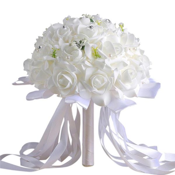 

white artificial flowers wedding silk peony bride bouquet white rose fake flower home decoration craft accessories