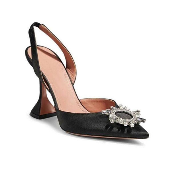 

dress shoes epher slingback sandals crystal embellished heels pointed toe, Black