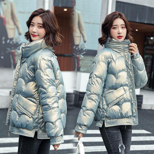 

women's down & parkas bright color cotton jacket women short winter korean style commuter stand-up collar loose clothes manteau femme, Black