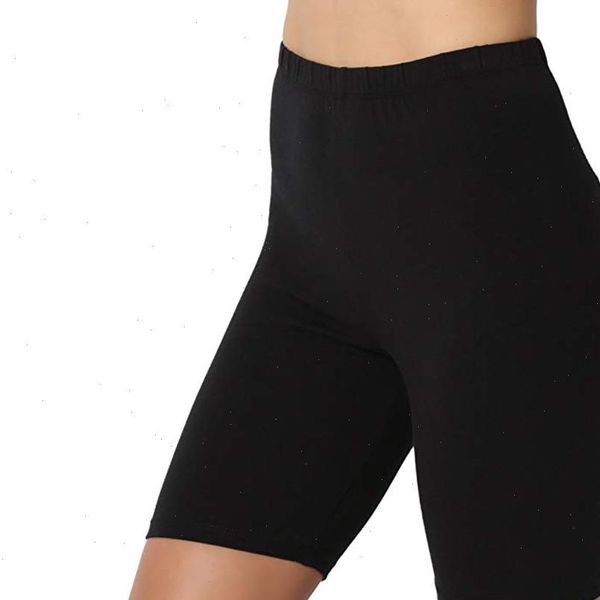 

2021 summer new fashion women leggings solid high waist shorts knee length sports gym home cycling shorts leggings, White;black