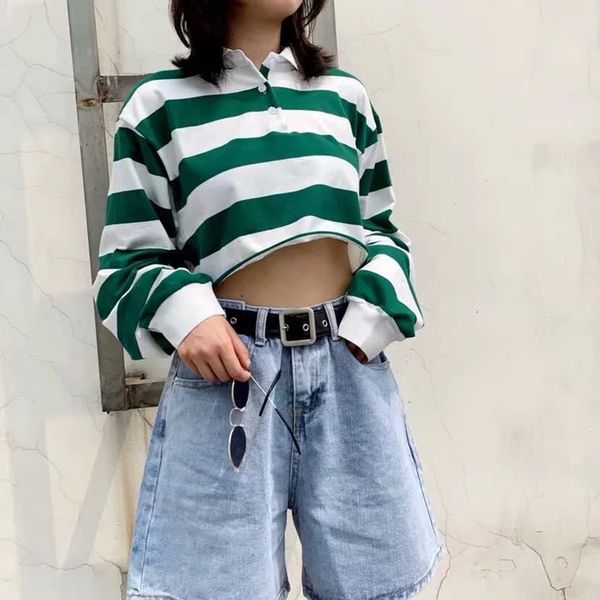 

2021 new vintage striped women oversize hoodie autumn simple long sleeve harajuku sweatshirt hoodies casual crop clothes egkv, Black
