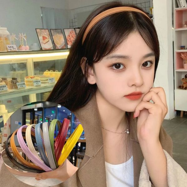 

leather headband simple pu leather women hairband for girls fashion european and american makeup face wash can go out headband, Silver