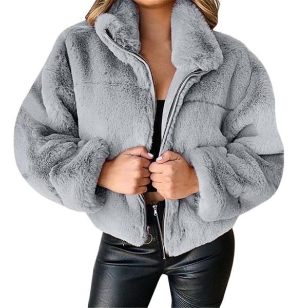 

women's jackets 5xl autumn winter women faux fur coat warm soft zipper jacket ladies furry teddy overcoat casual plush outerwear, Black;brown