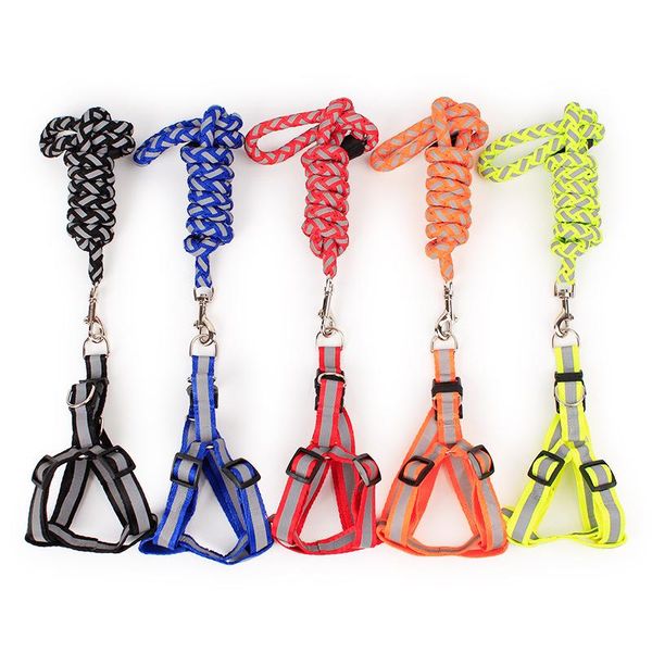 

dog collars & leashes reflective traction round rope harness leash set braided large medium small chain night out luminous for dogs