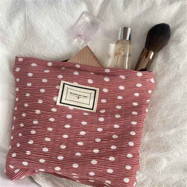 

cosmetic bags & cases wrinkled fabric chiffon bag portable travel makeup organizer beauty pouch female make up storage case