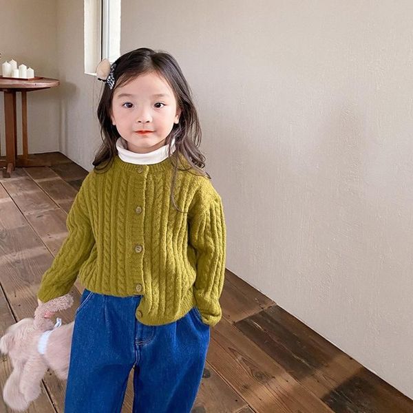 

pullover winter children soft wool twist sweater cardigan fashion girls casual knitted coats, Blue
